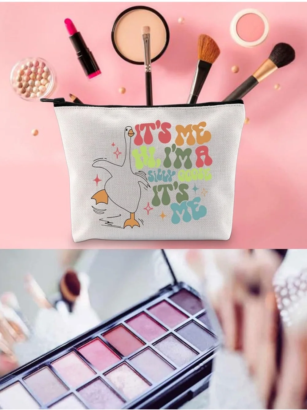 NWOT WCGXKO Silly Goose Novelty Canvas Makeup Bag